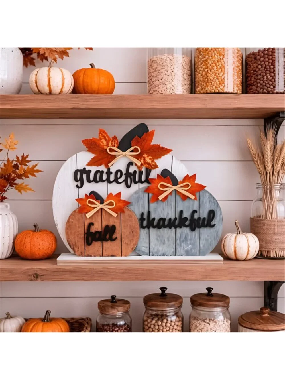 Fall Decor, Thanksgiving Fall Decorations for Home, 3Pcs Wooden Autumn
